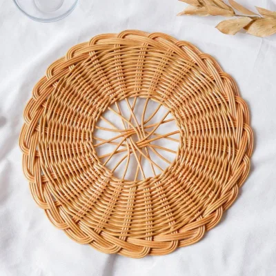Natural Rattan Wicker Placemats Light Brown Eco-friendly Dish Placemat Plate Mat Pads Handcrafted Tablemats