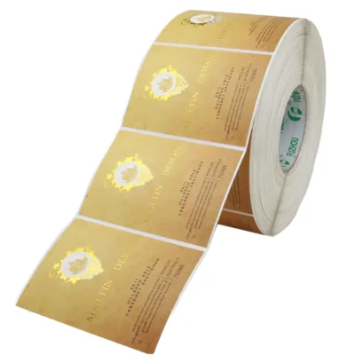 Custom Self Adhesive Labels Roll Printed Stickers Waterproof Bottle Labels with Metallic Effect