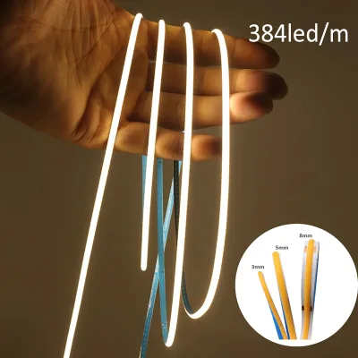 3mm 5mm Ultra Thin COB LED Strips 12V 24V RA>90 High CRI LED Tape Light Cuttable Flexible 16.4FT Super Bright COB Strip Light
