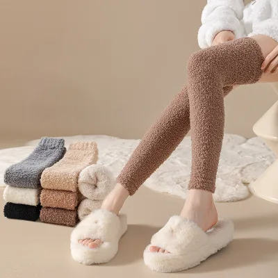 High Quality Fashion Solid Knit Thigh High Leg Warmers Thermal Winter Warm Long Sherpa Leg Warmer Socks for Women