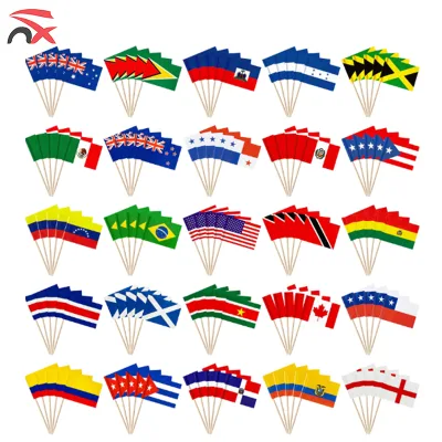 Hot Sale Mini Small Custom Haiti Country Toothpick Flags Cupcake Toppers Stick Flags Banner for Party Cocktail Fruit Decoration