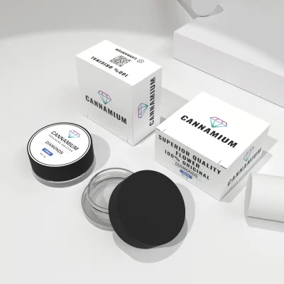 Custom Sticker Square Packing Box 15ml Glass Jar Eco-friendly Smell Proof Pills Liquid Food Grade Childproof Lid