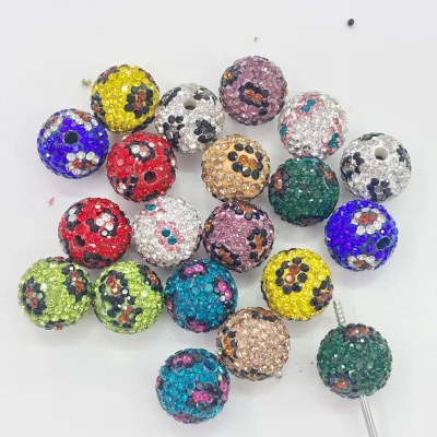 New 16mm Full diamond Nepalese Clay Leopard Pattern Straight Hole Beads Diy Beaded Pen Mobile Phone Key Bag Chain Accessories