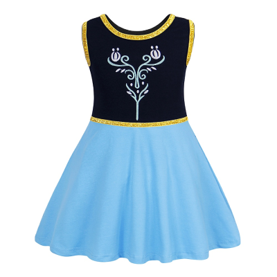 Coronation Anna Princess Dress for Halloween and Christmas Solid Blue Black Fancy Dress