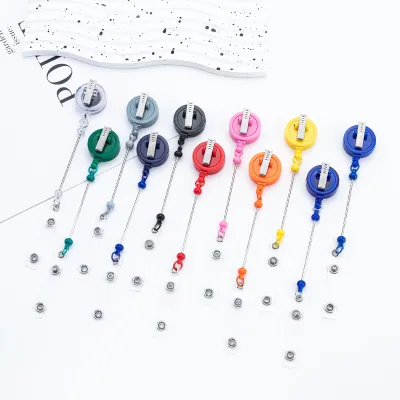 Rotating Clip Telescopic Pull-tab DIY Bead Keychain, Elastic Pull-tab for Nurse's Name , Beadable Badge Reel for Acrlic Patch