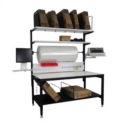 Detall Warehouse Packing Table with Carton Divider and Cutting