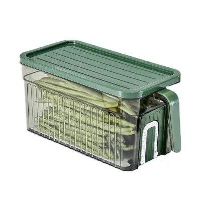 GREENSIDE Simple Light Luxury Refrigerator Handle-mounted Transparent PET Plastic Rectangular Household Fruit Organizer