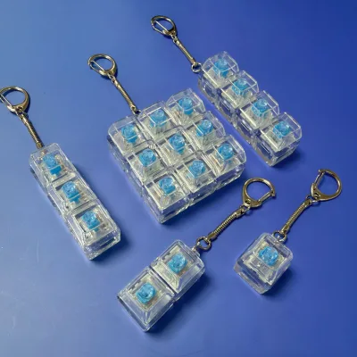 Fully Transparent Decompression Button Tester, Mechanical Keyboard Flashing, Pinching Decompression Button Keychain