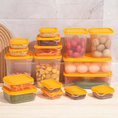 Refrigerator Fresh-keeping square Food-grade Thickened PP Plastic Lids 17-piece Set Airtight Stackable Modern Minimalist Kitchen