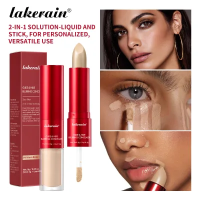 Lakerain Double-ended Waterproof Mineral Highlight Shadow Concealer Stick 12HR Full Coverage Matte Dark Circles Facial Contour