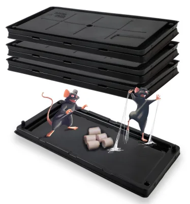 Factory Wholesale Eco-Friendly Black Waterproof Plastic Rat Glue Traps with 48g Glue Mice Capture Physical Control for Indoor