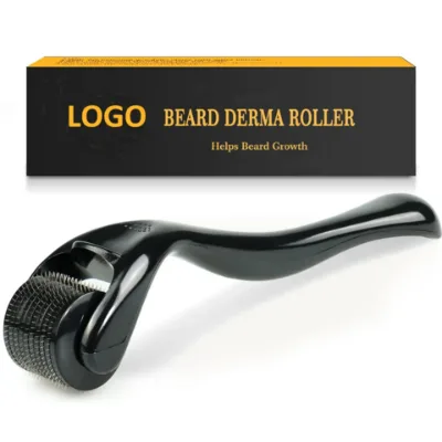 Custom logo matte black medical grade derma roller for beard hair regrowth