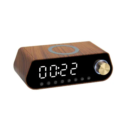 Electronic Creative Mobile Phone Wireless Charging Clock Blue Tooth Speaker LED Digital Alarm Clock With FM Radio TF Card