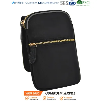 Magnetic Hip Pouch Nylon Magnetic Waist Attach Phone Pouch RFID Security for Ladies Hiking Shopping Oem Odm Factory Custom Logo
