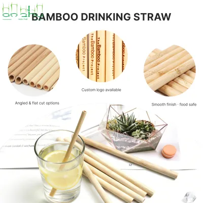 Reusable Bamboo Drinking Straws Natural Beverage Tubes for Juice Cocktails Smoothies Cafes Restaurants and Daily Use