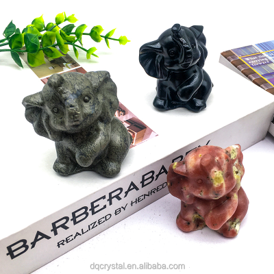 Wholesale Natural Crystal Crafts Obsidian Elephant Animal Polished 62mm Pyrite Elephant for Home Decoration Gifts