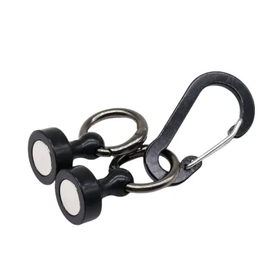Wholesale Hot Selling Small Ndfeb Magnetic Ratchet Fish Hooks Black & White Swivel Strong Neodymium Magnetic Carabiner