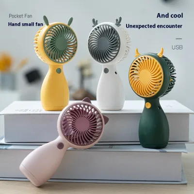 Wholesale Mini USB Desktop Dormitory Portable Pocket Fan Handheld Cartoon Lanyard Outdoor Charging Small Lightweight Fans