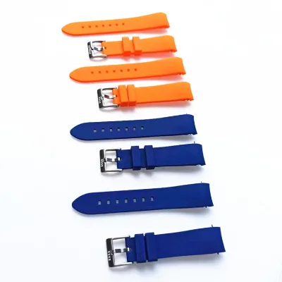 Custom Logo Quality Buckle Interchangeable Sport Rubber Watch Band Easy Fit Silicon Curved End Man Watch Strap Parts 20 22 MM