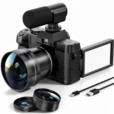 48MP Digital Camera Photography Video 4K Vlogging Camera 180 Flip Screen 52mm Wide Angle Displacement Image Stabilization