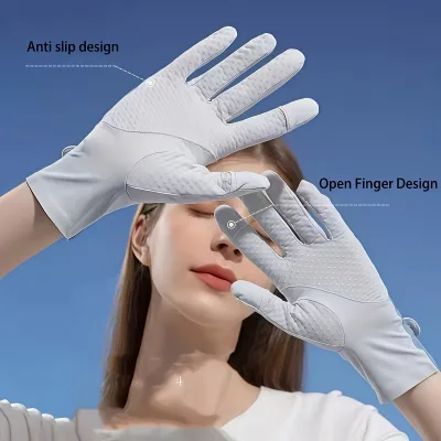 Gloves for Women Breathable Screen Ice Silk Gloves Colorful Elegance Thin Design Outdoor Cycling Sports Gloves