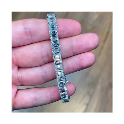 Hip Hop Women Jewelry Iced Out CZ Baguette Diamond Tennis Bracelet Iced Cubic Zirconia Tennis Bracelets