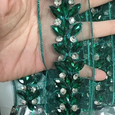 Heavy-duty Glass Rhinestone Lace Trim for Garment Decoration Jacket Collar & Placket Lace Handmade DIY Accessory
