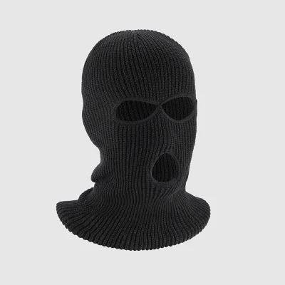 Winter Warm Wool Balaclava with Full Face Windproof Cold-Proof Protection Striped Three-Hole Design  Product