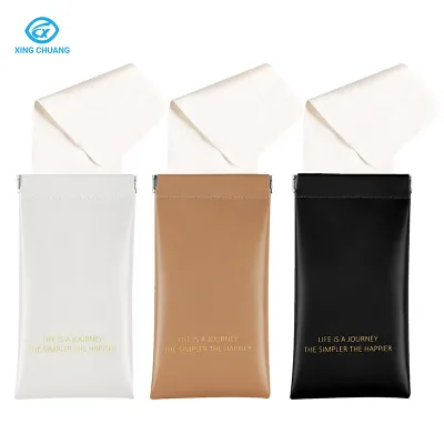 Lowest Price Custom Logo Sunglasses Pouch Bag with 8 Colors Dampproof Soft Metal Spring Closure Glasses Pouch case
