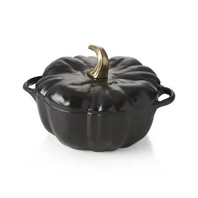 3.5qt Black Cast Iron Pumpkin Cocotte/casserole