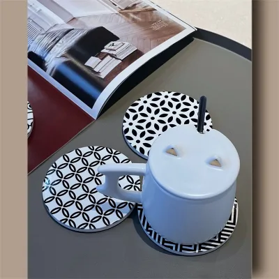 Ins Minimalist Style Black and White Geometric Lines High-quality and Durable Decorative Coasters