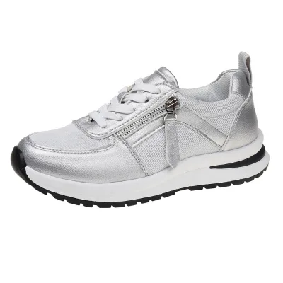 Women's 2025 Spring Summer Autumn New Light Weight Comfort Sports Shoes European American Large Size Flat Bottom Head Lace-up