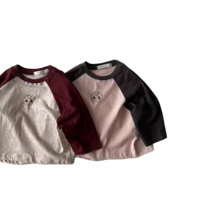 New Wholesale Summer Cotton Kids Boys T-Shirts Children's Top with Short Sleeves Solid Color Cartoon Pattern