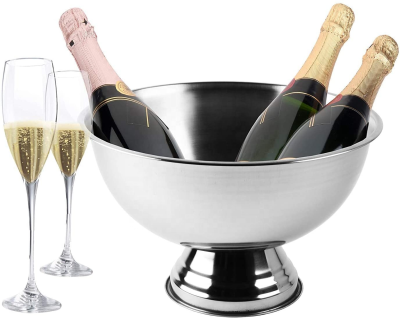 Champagne Cooler Made of Stainless Steel Diameter 40 cm Champagne Bowl Bottle Cooler for Champagne Wine Ice Bucket