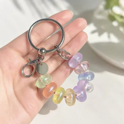 Candy Color 16mm Acrylic Glitter Spacer Beads Translucent Donut Shape Large Hole Beads for Beaded Pen Keychain Bracelet Making