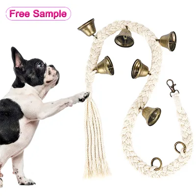 Premium Quality Adjustable Cotton Rope/Hemp Rope/Wood Dog Doorbell for Potty Training Sustainable Feature Free Sample