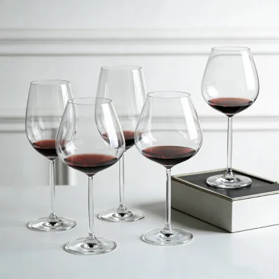 Wholesale Large Capacity Crystal Glass Bordeaux Wine Glass Bowl Burgundy Goblet Thin Rim Thick Bottom Hotel Bar Custom Logo