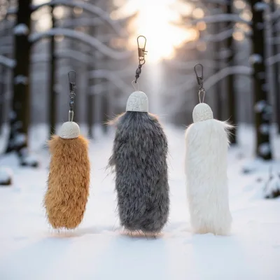 Natural Rabbit Fur Cat Toy Refills, Mini Tail Replacement Attachments, Soft Furry Refill Parts for Interactive Cat Wand
