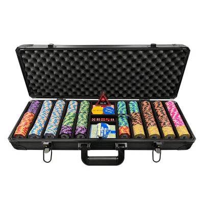 High-Grade Aluminum Box Texas Hold'em Poker Chips Set with Clay Chips Special for Chess Room and Tray