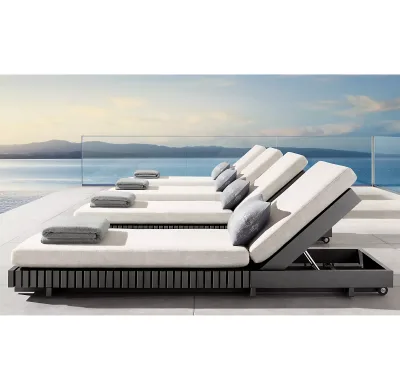 Modern Outdoor Aluminum Alloy Lounge Chairs Sofa Set Weatherproof Rust-Resistant Foldable Hotel Use Patio Furniture Factory