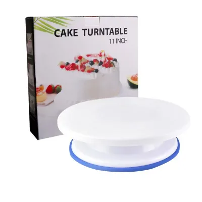 Lightweight Plastic 11 Inch Cake Dessert Decorating Stand Rotate Turntable Revolving Cake Turn Table With Non-Slip Bottom