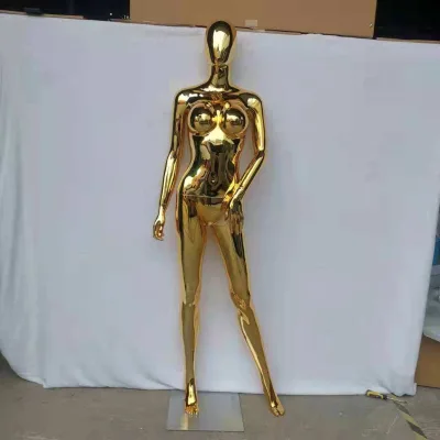 Direct Factory Price Chrome Color Female Posing Mannequin for Window Display in Clothing Retail Stores