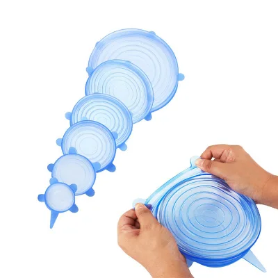 Customized Logo Various Sizes Elastic Reusable Silicone Cover Stretch Lids Set Food Grade Silicone Lid Stretch Opp Bag Round