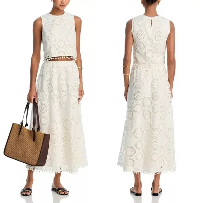 Spring and Summer New Style Sleeveless Embroidered Half-Dress Set - INS Casual Loose Beach Two-Piece Set