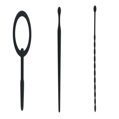 Soft Full Set Black Silicone Urethral Penis Plug BDSM Adult Game Sex Toys for Male