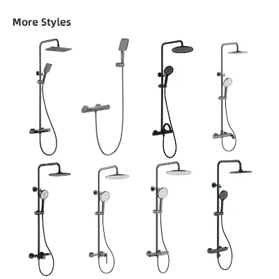 Contemporary Single-Handle Column Bathroom Set Chrome Polished Rain Ceramic Brushed Gold Brass Material Cold Pause Shower Head