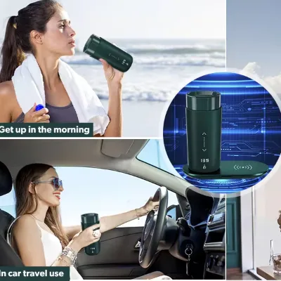 Custom Business Gift Set Battery/USB Car Compatible Stainless Steel Coffee Mug Warmer Temperature Control Custom Hotel Household