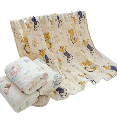 Soft Nursery Baby Muslin Blanket With Dotted Fleece Backing