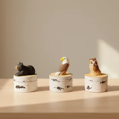 Wooden Handicrafts Creative Animal Shaped Wooden Storage Box Home Decoration Wooden Crafts Promotion Gifts Round Jewelry Box