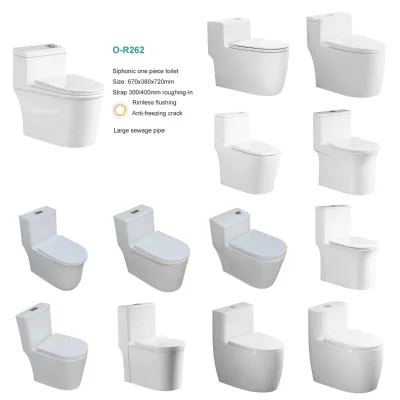 Chaozhou Factory S Trap One Piece Siphonic Toilet White Ceramic Rimless Flush WC Bowl 300/400mm Rough-in for Hotel Wholesale